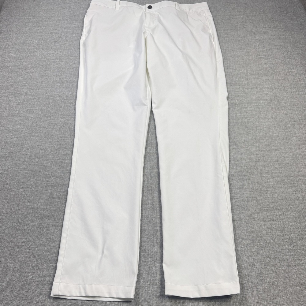 Puma Performance Chino Golf Pants Mens 36x32‎ White Flat Front Straight Leg